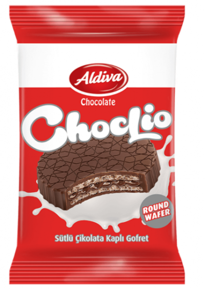 Aldiva Choclio Round Milk Chocolate Coated & Chocolate Cream Wafer  20 gr 