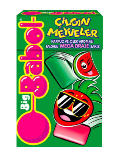 Big Babol Crazy Fruits Watermelon & Strawberry Flavored Gum  36 gr