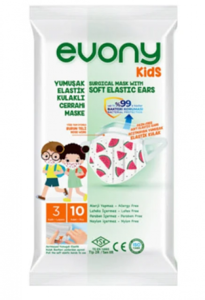 Evony Soft Elastic Ear Surgical Mask Kids  10 pcs