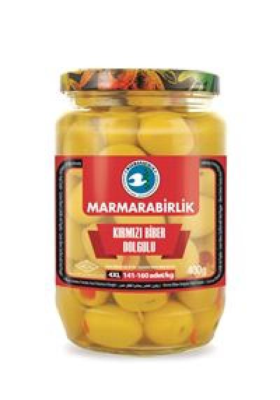 Marmarabirlik Green OliveRed Pepper Filled Glass 400 gr 