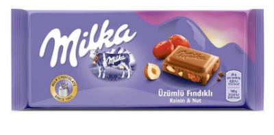Milka Tablet Chocolate with Raisin and Hazelnut  80 gr