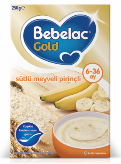Bebelac Gold Baby Food with Milk Fruit and Rice  250 gr