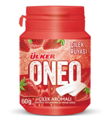 Ülker Oneo Strawberry Bottle Dragee Gum 60 gr