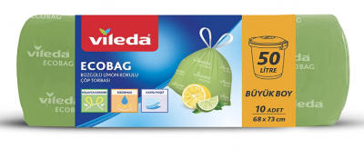 Vileda Ecobag Drawstring Lemon Scented Garbage Bag Large Size 10 pcs