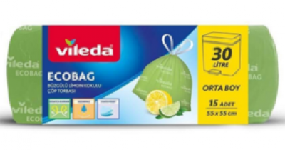 Vileda Ecobag Drawstring Lemon Scented Garbage Bag Medium Size 15 pcs